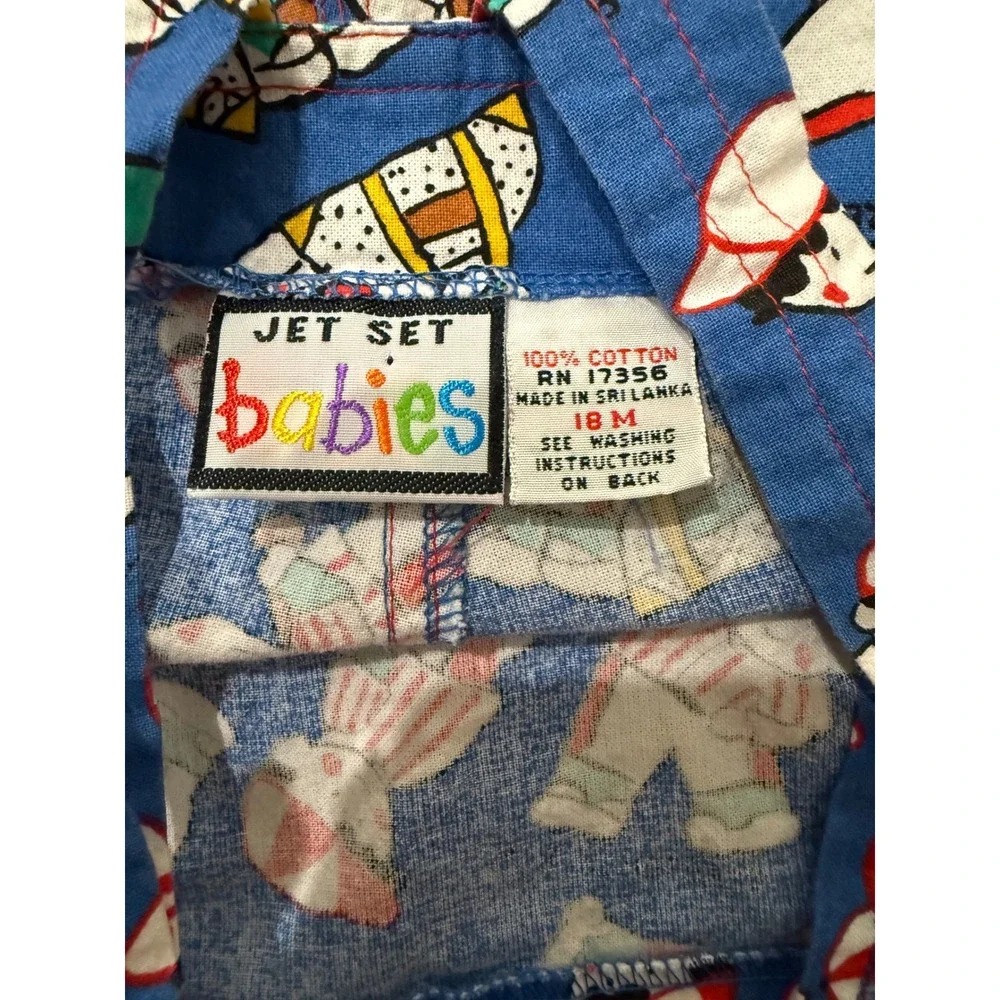 Vintage Jet Set Babies Baseball Shortalls Overalls Baby 18M 90s
